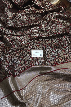 Brown Jamawar Katan Silk Banarasi Saree