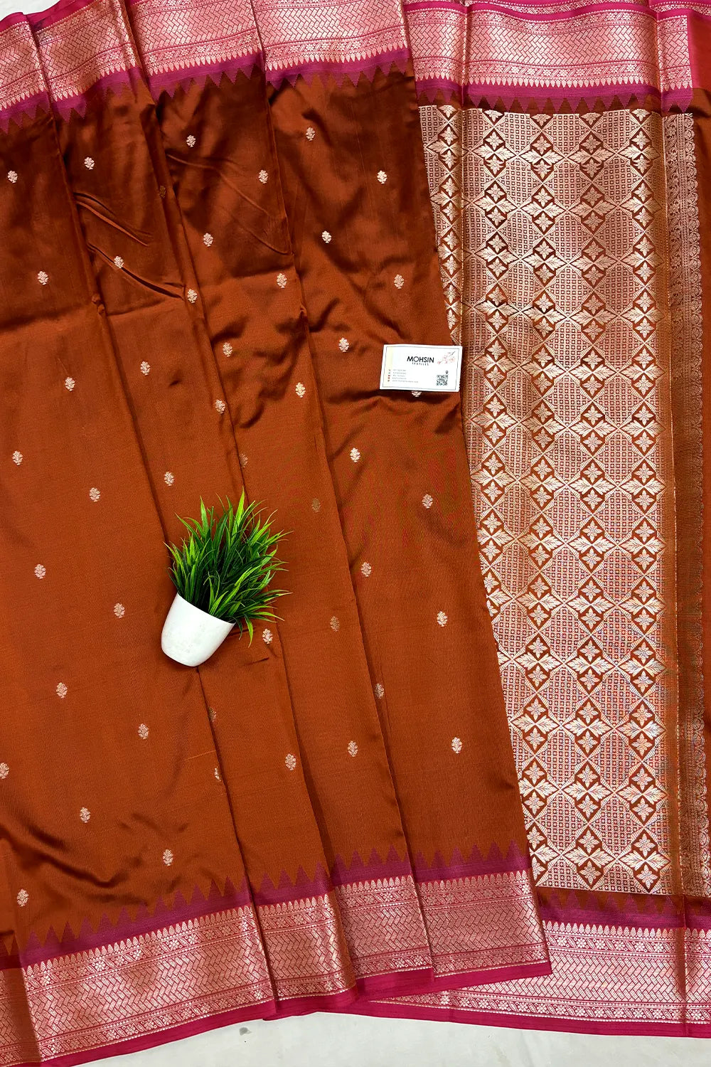 Brown Semi Katan Silk Banarasi Saree