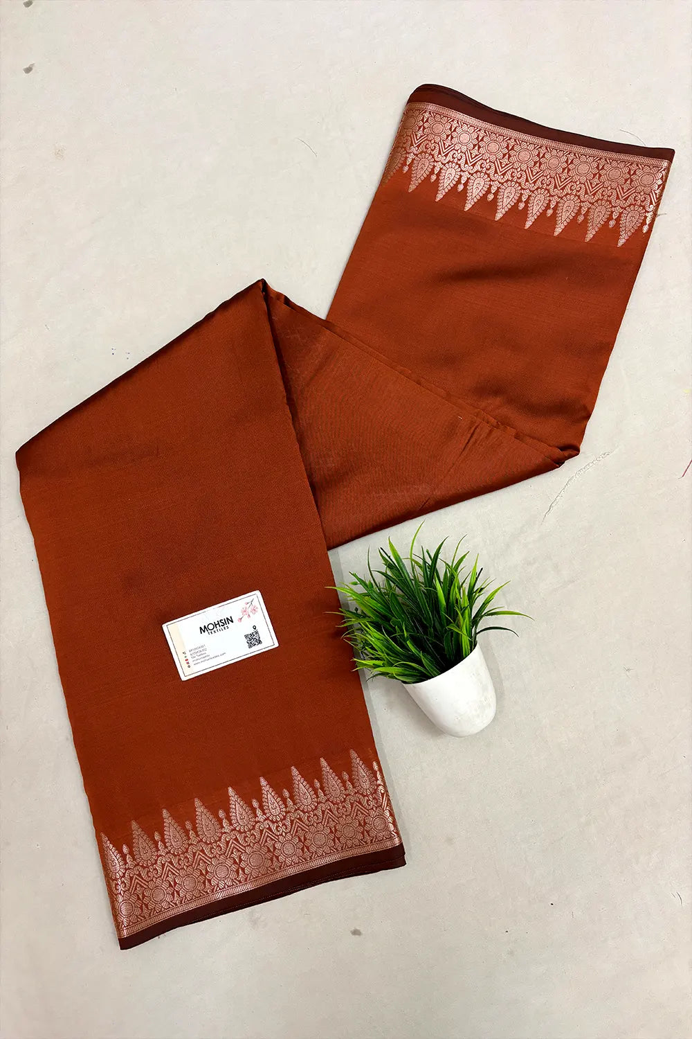 Brown Semi Katan Silk Banarasi Saree