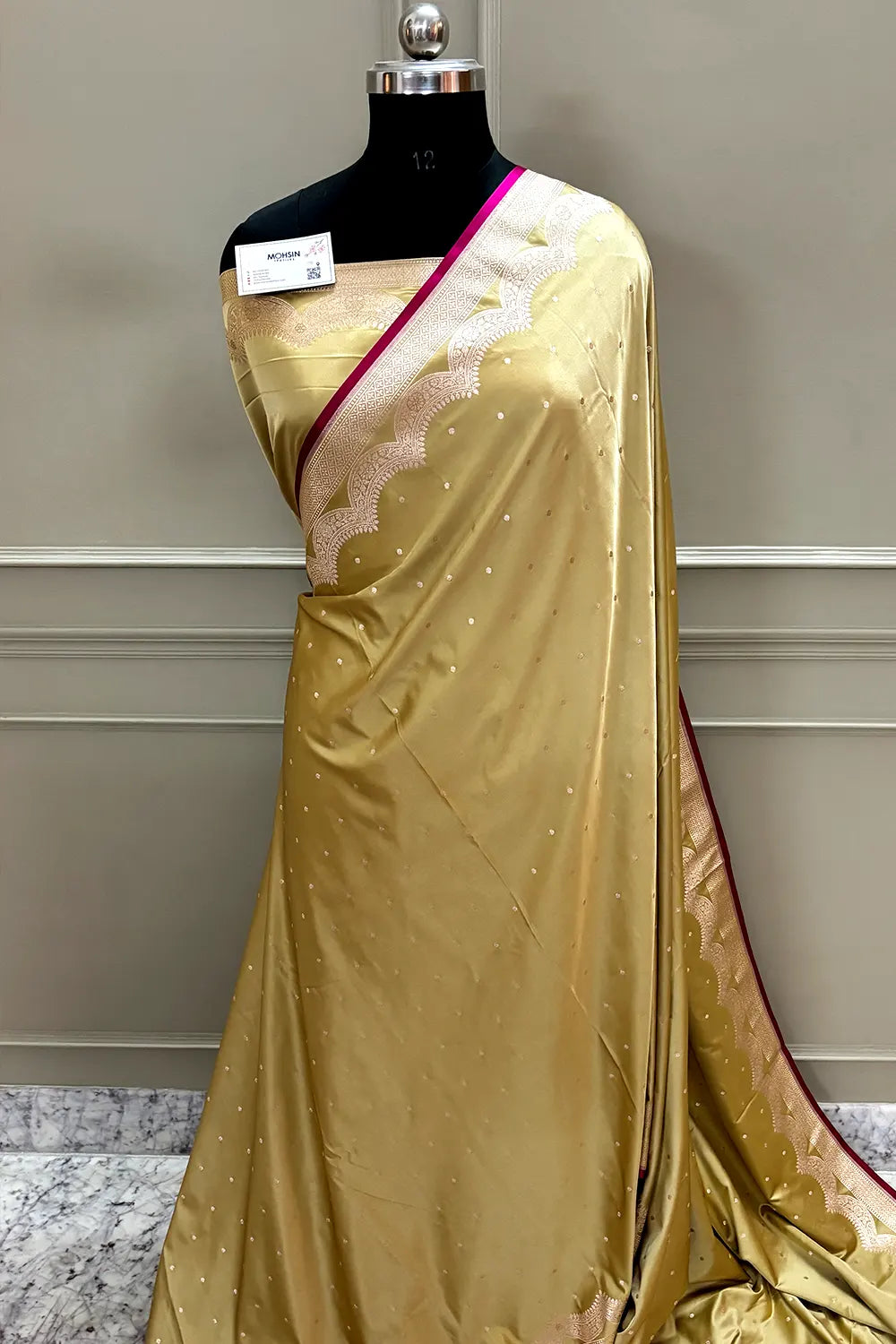 Champagne Gold Zari Katan Silk Banarasi Saree