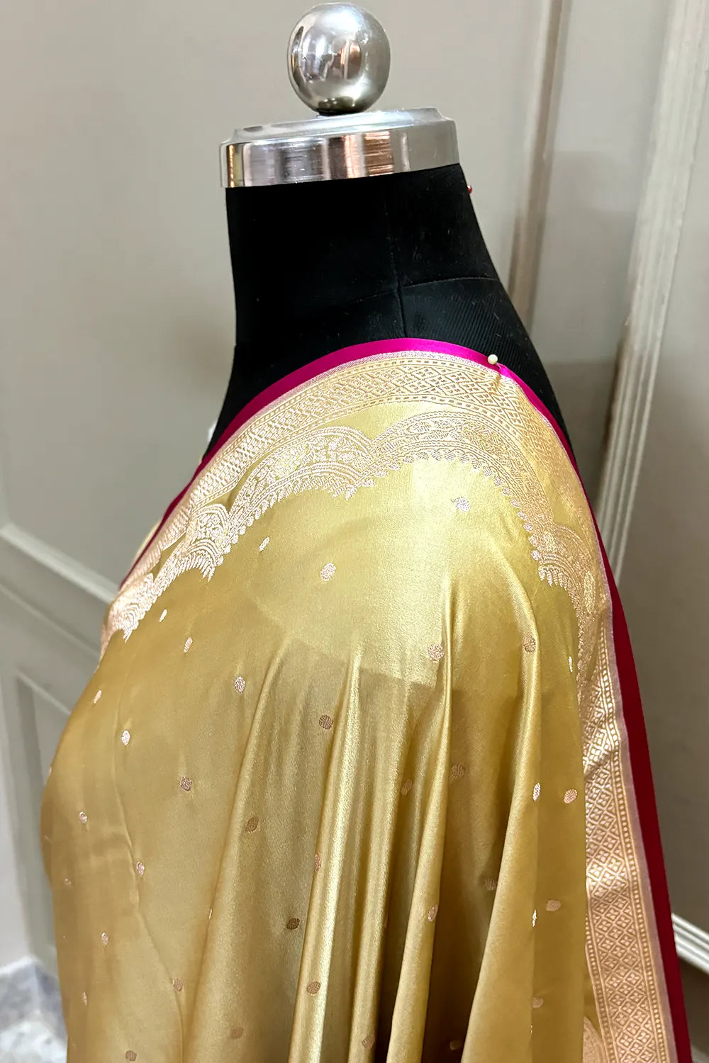 Champagne Gold Zari Katan Silk Banarasi Saree