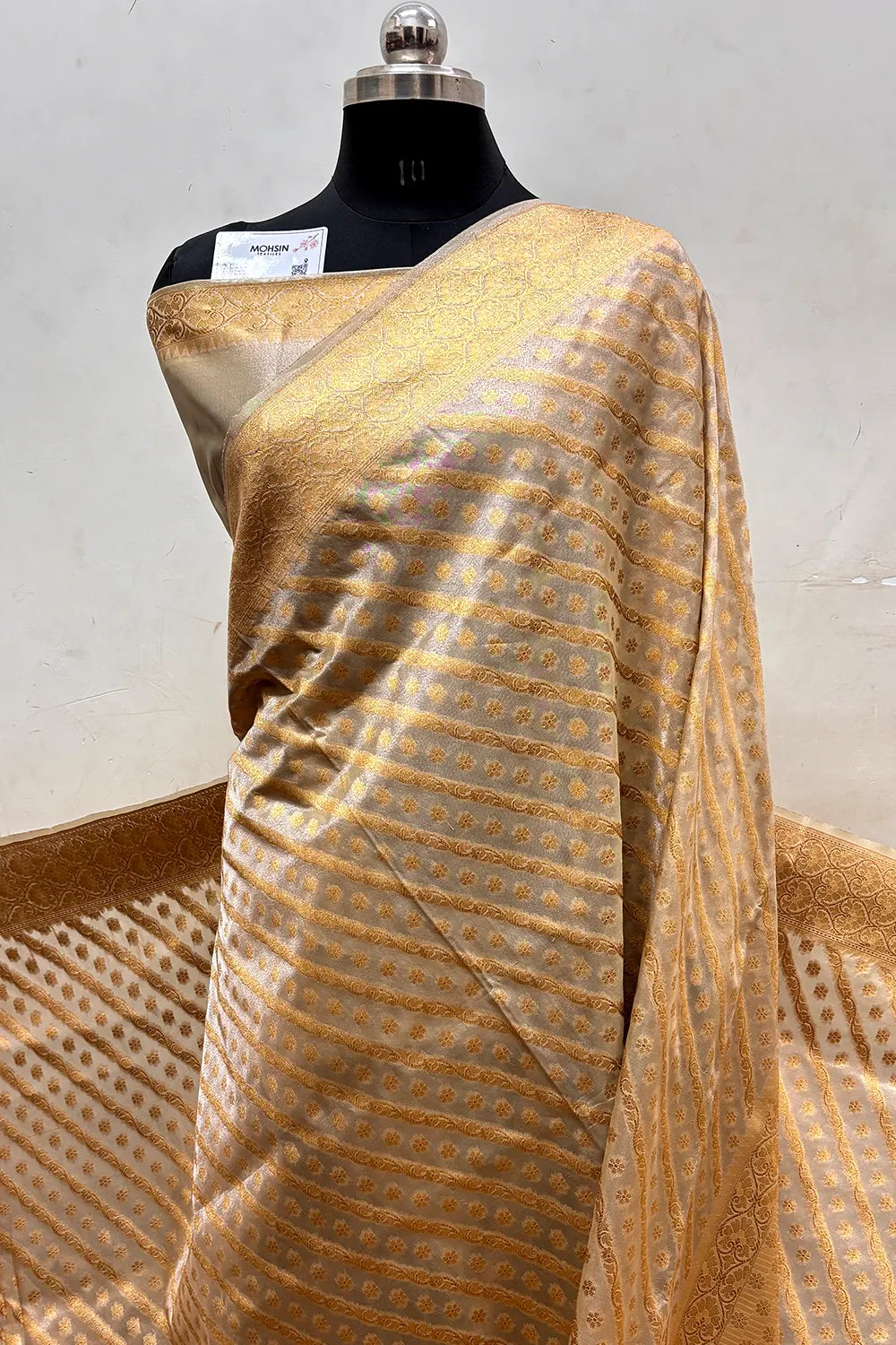 Cream Tissue Silk Banarasi Saree