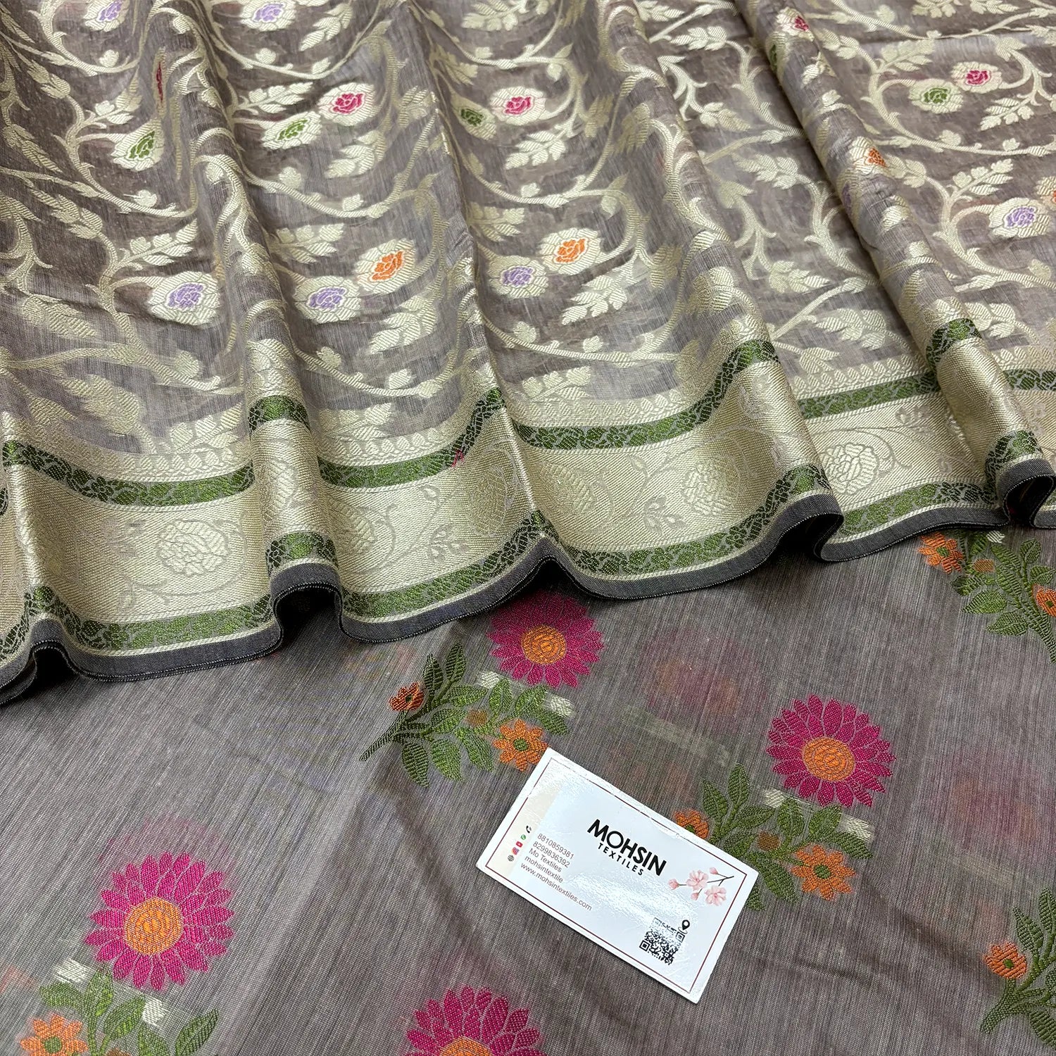 Dark Beige Resham Banarasi Silk Suit