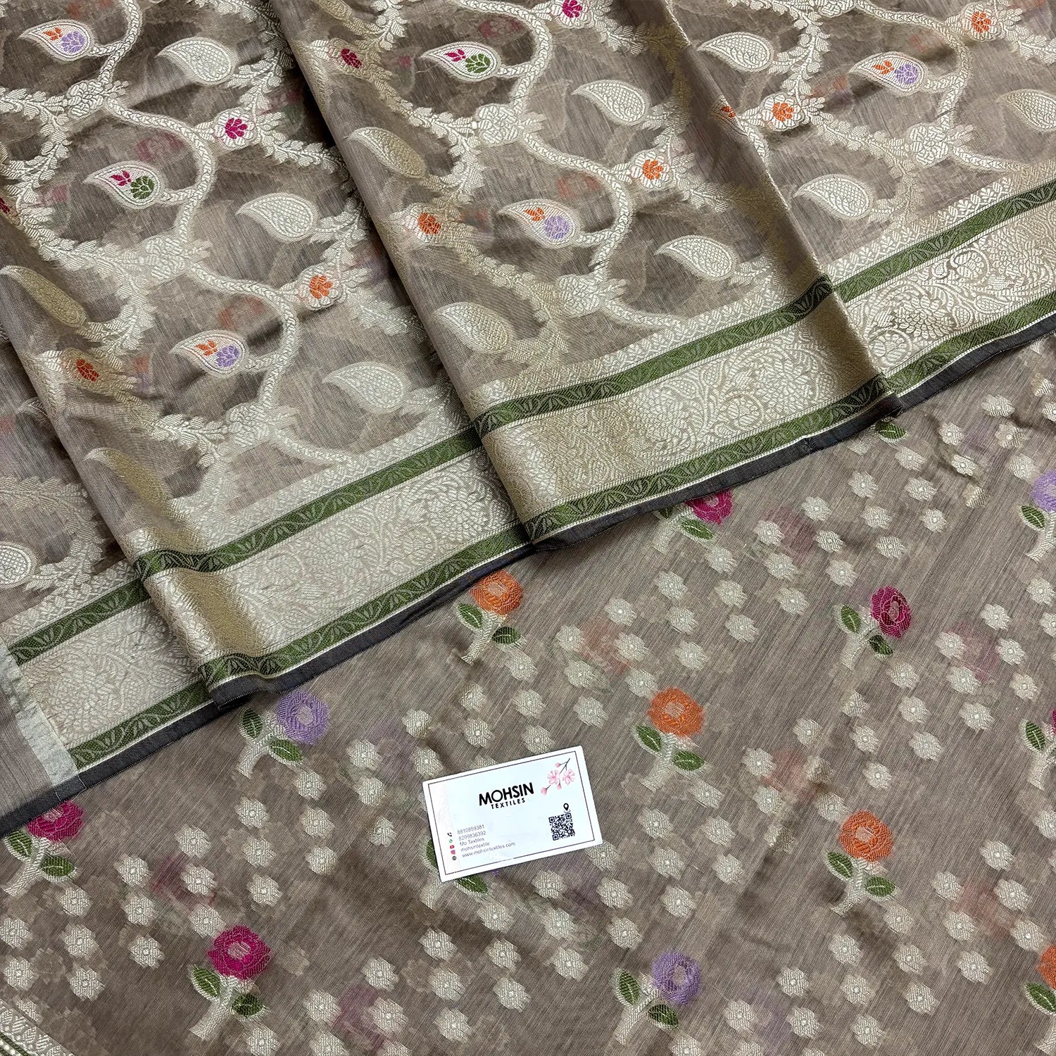 Dark Beige Resham Banarasi Silk Suit