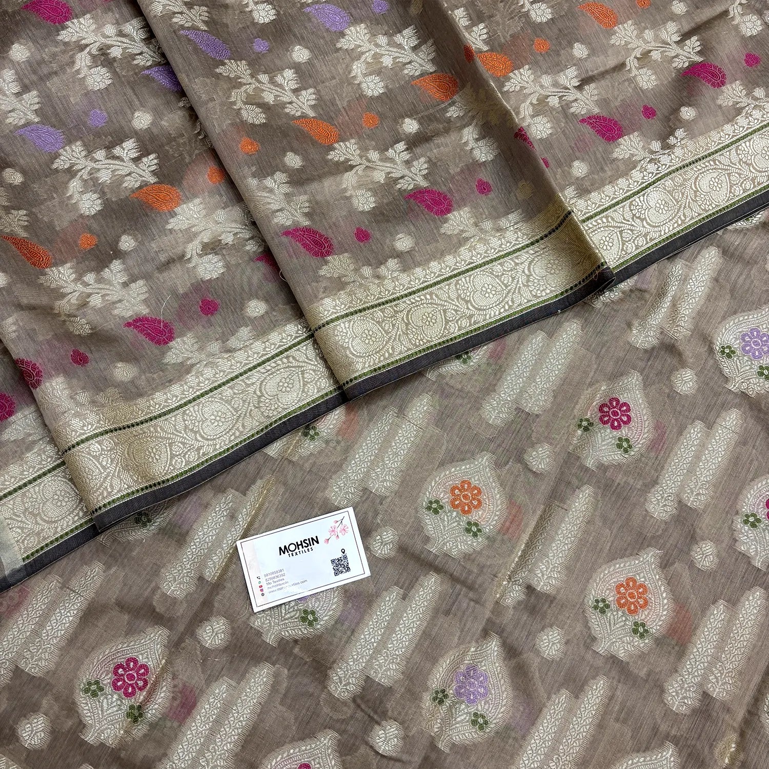 Dark Beige Resham Banarasi Silk Suit