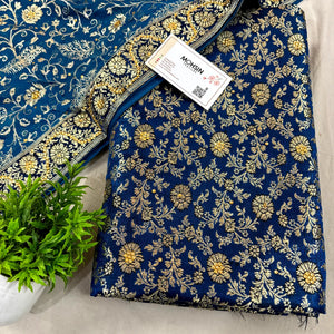 Dark Blue Stone Work Kimkhab Silk Banarasi Gharara