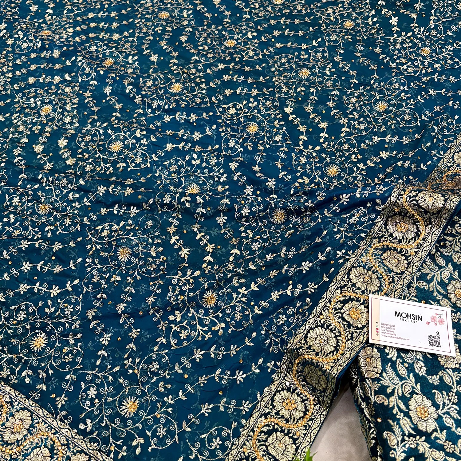 Dark Blue Stone Work Kimkhab Silk Banarasi Gharara