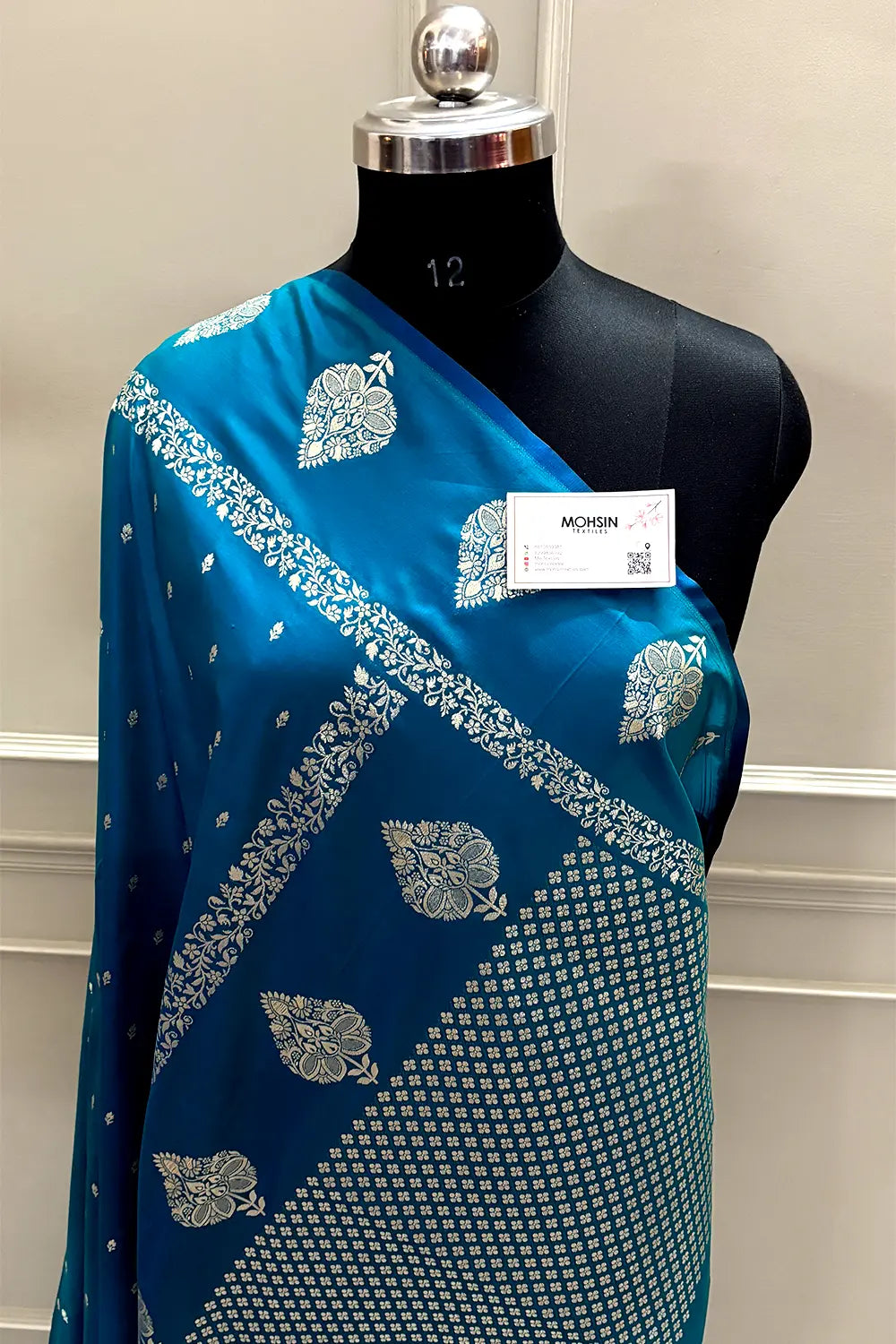 Dark Firozi Hukum Buti Katan Silk Banarasi Saree