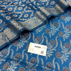 Dark Firozi Yoga Jaal Cotton Silk Banarasi Suit