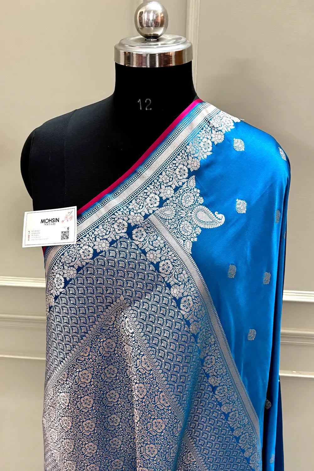 Dark Firozi Zari Katan Silk Banarasi Saree