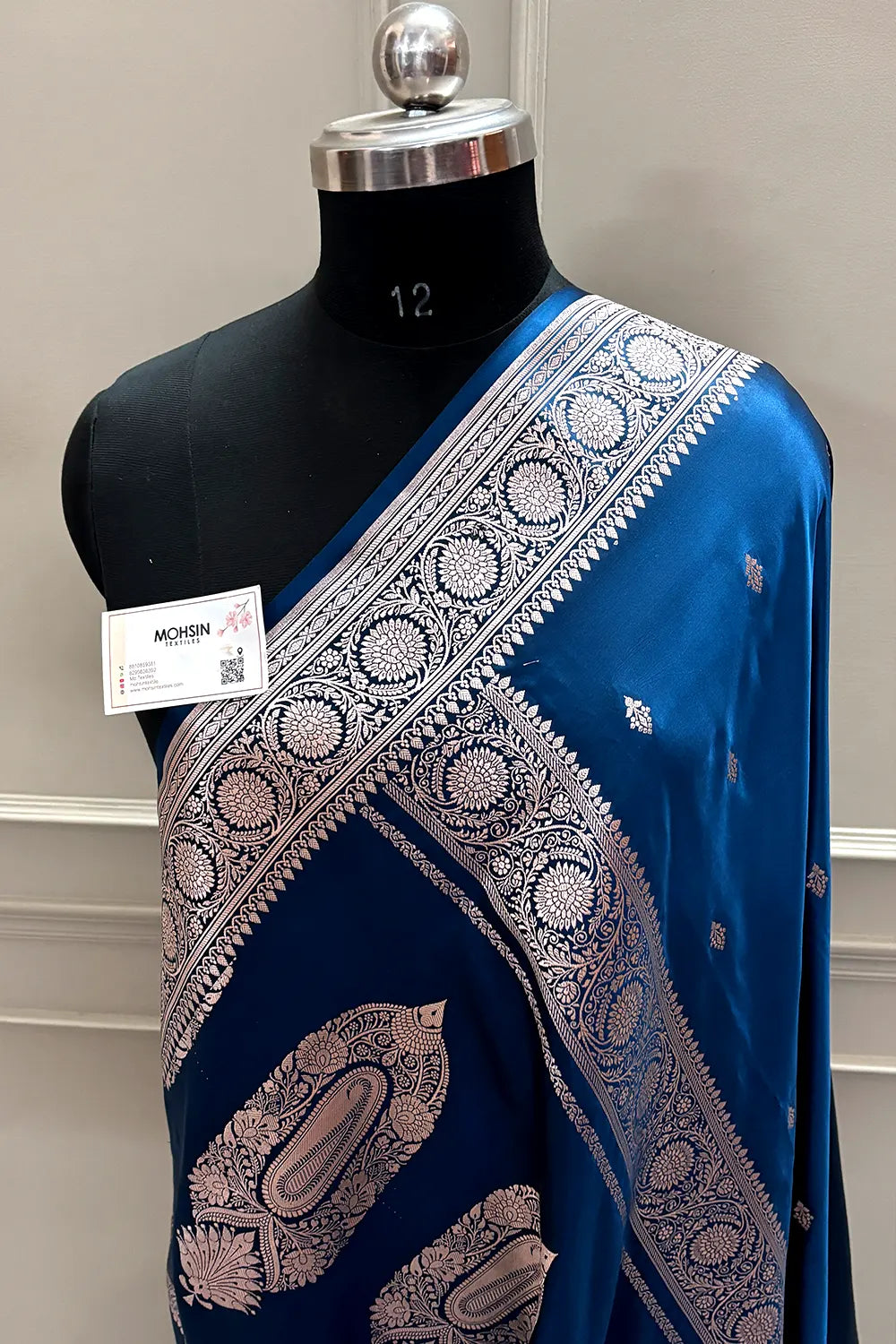 Dark Firozi Zari Katan Silk Banarasi Saree