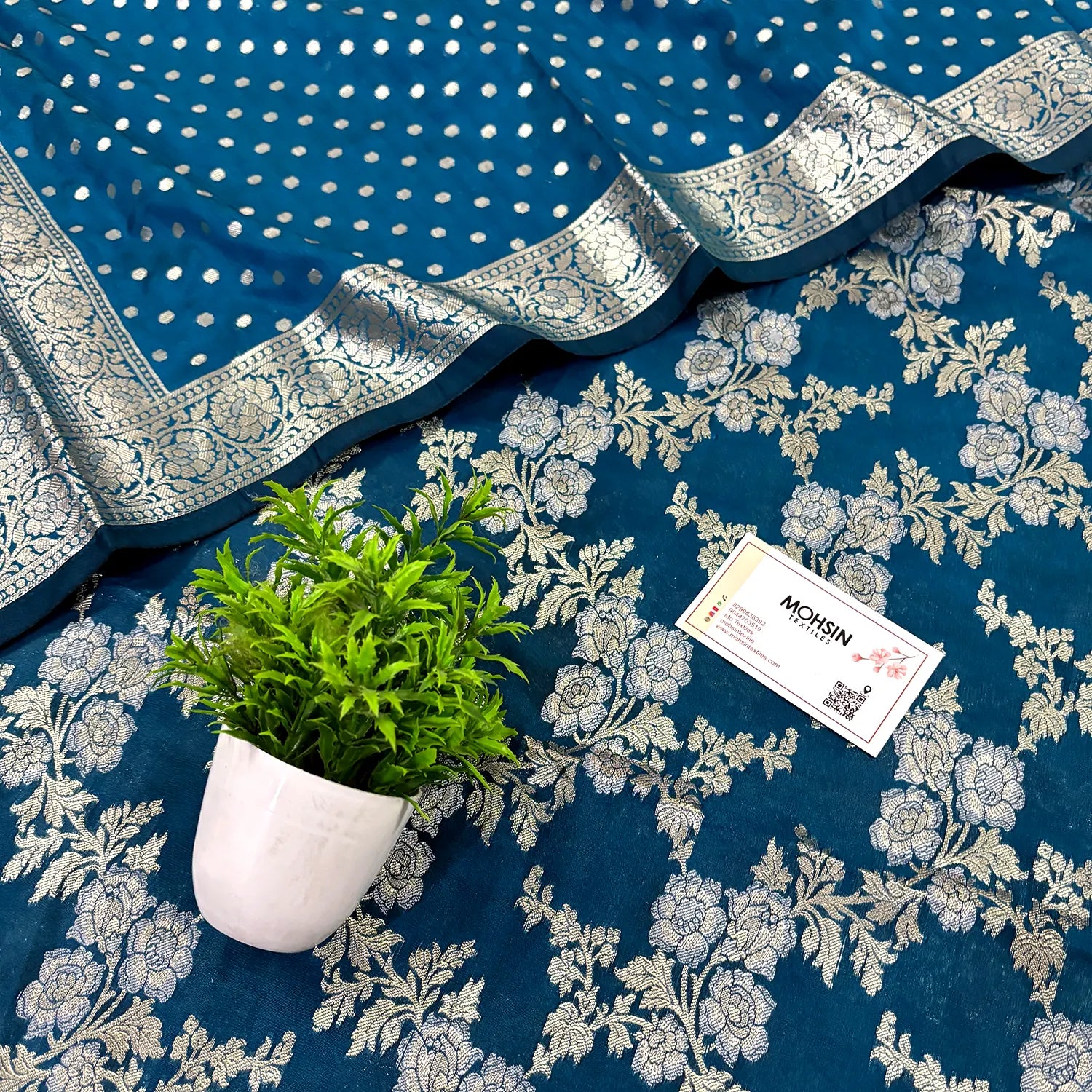 Dark Firozi Zari Katan Silk Banarasi Suit