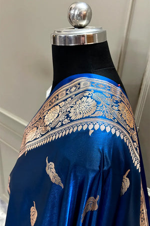 Dark Zari Satin Silk Banarasi Saree