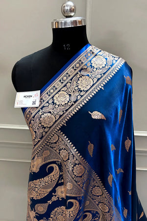 Dark Zari Satin Silk Banarasi Saree