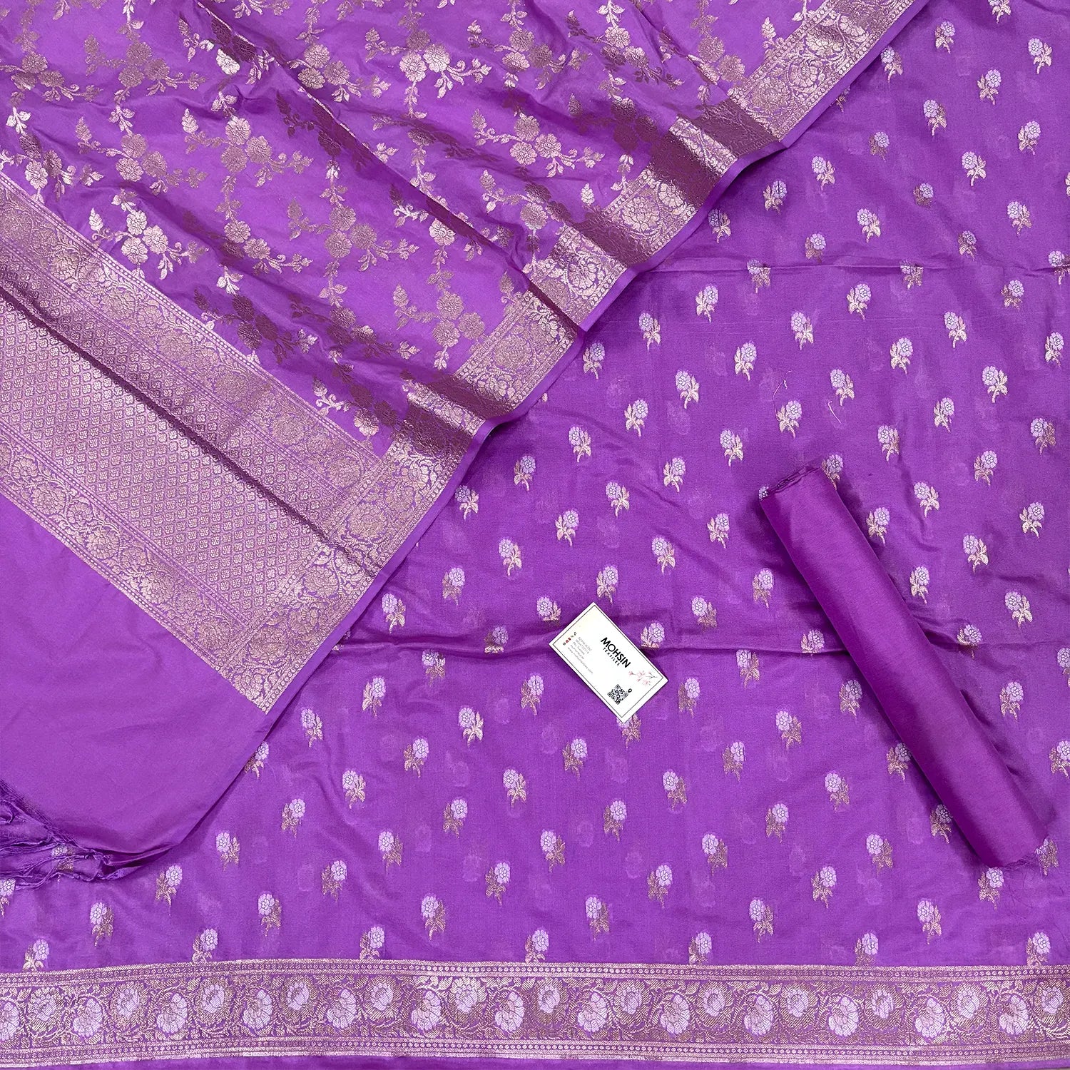 Dark Lavender Zari Katan Silk Banarasi Suit
