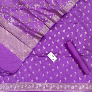 Dark Lavender Zari Katan Silk Banarasi Suit
