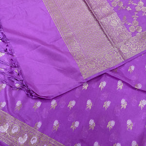 Dark Lavender Zari Katan Silk Banarasi Suit
