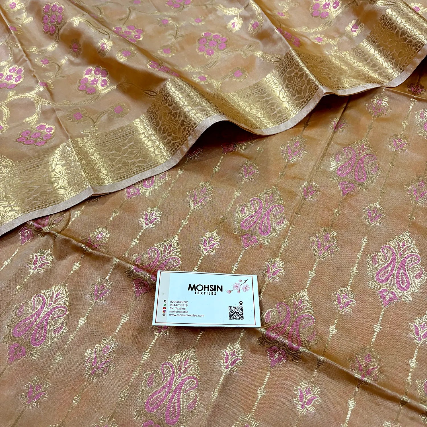 Dark Mustard Pink Meena Katan Silk Banarasi Suit