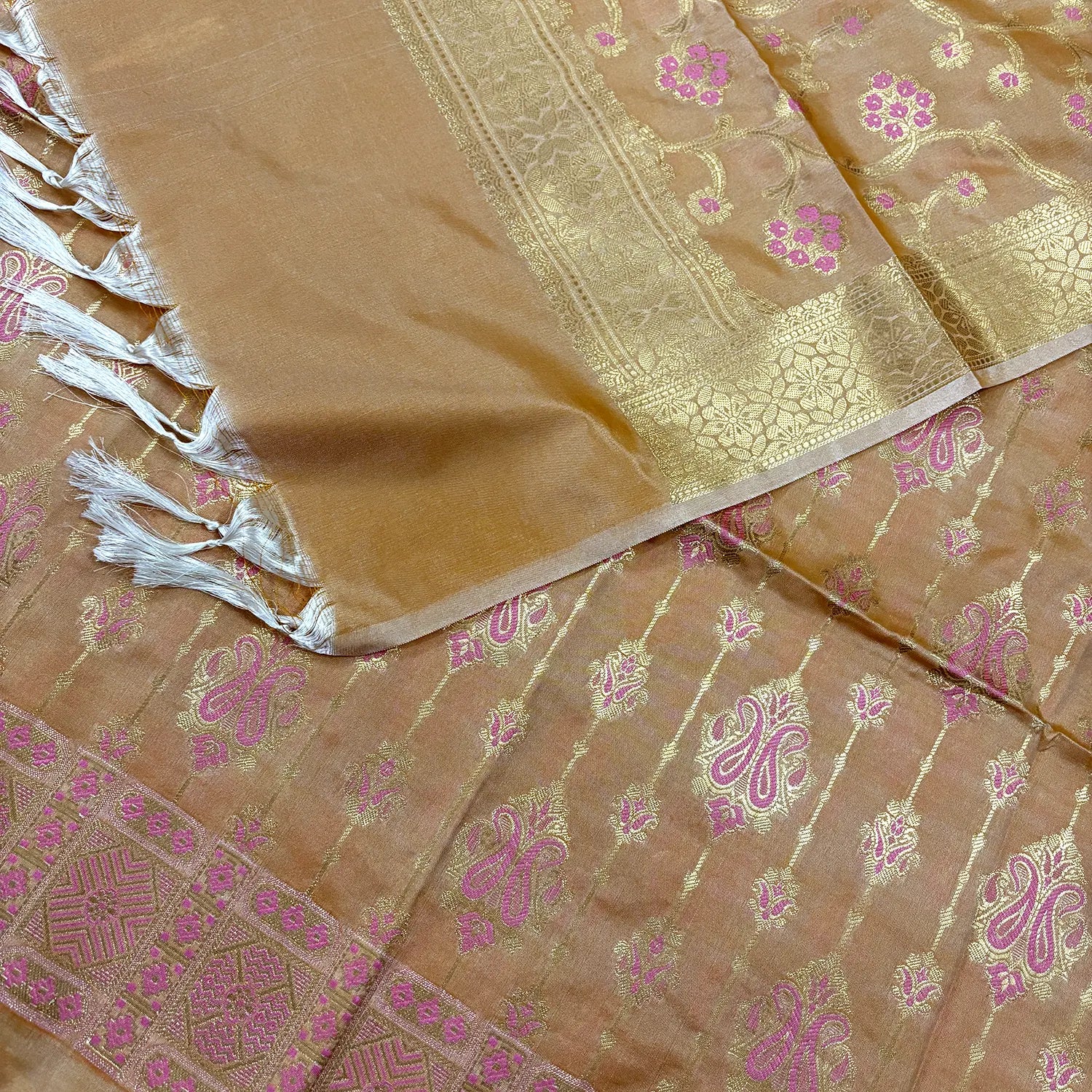 Dark Mustard Pink Meena Katan Silk Banarasi Suit