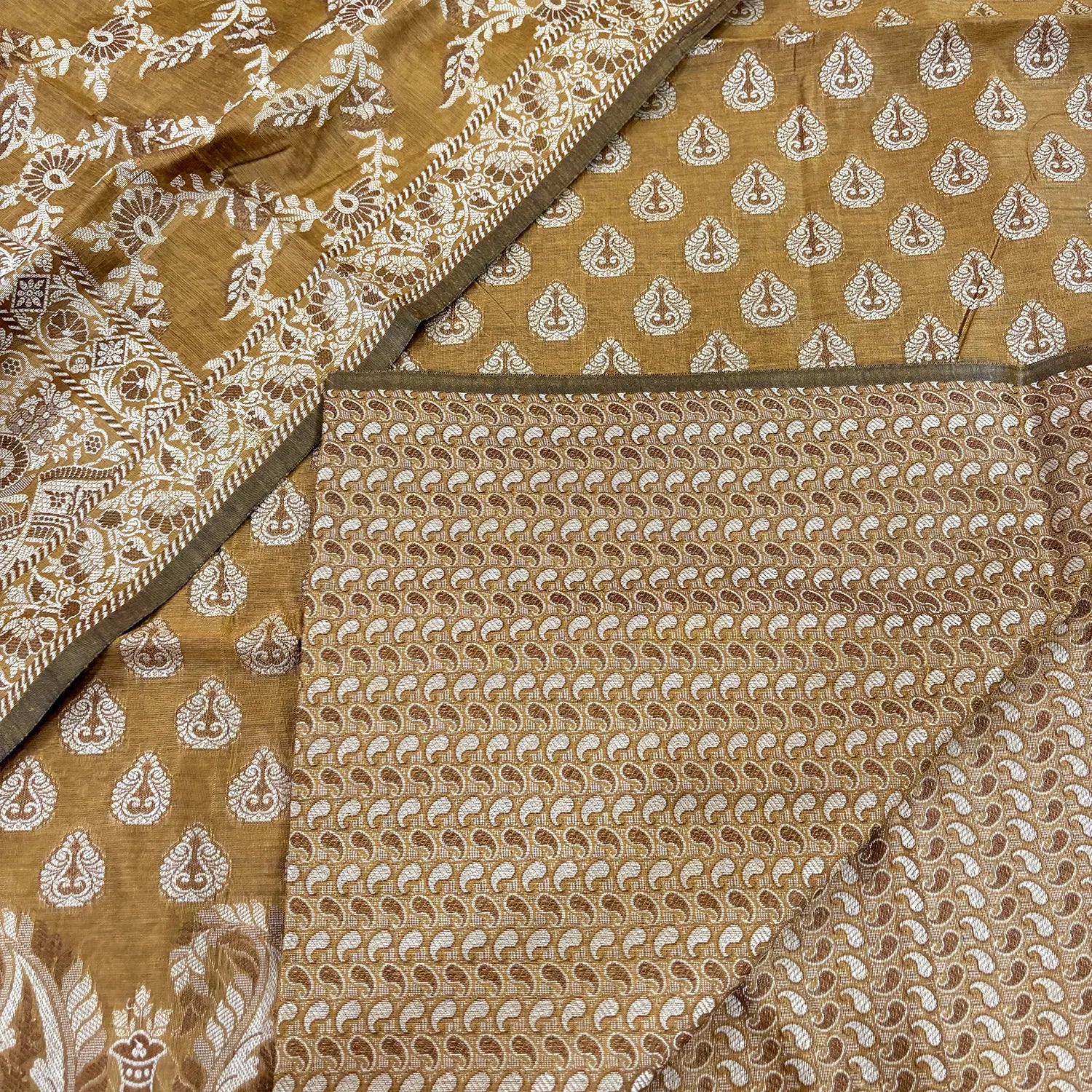 Dark Mustard Surahi Buti Cotton Silk Banarasi Suit