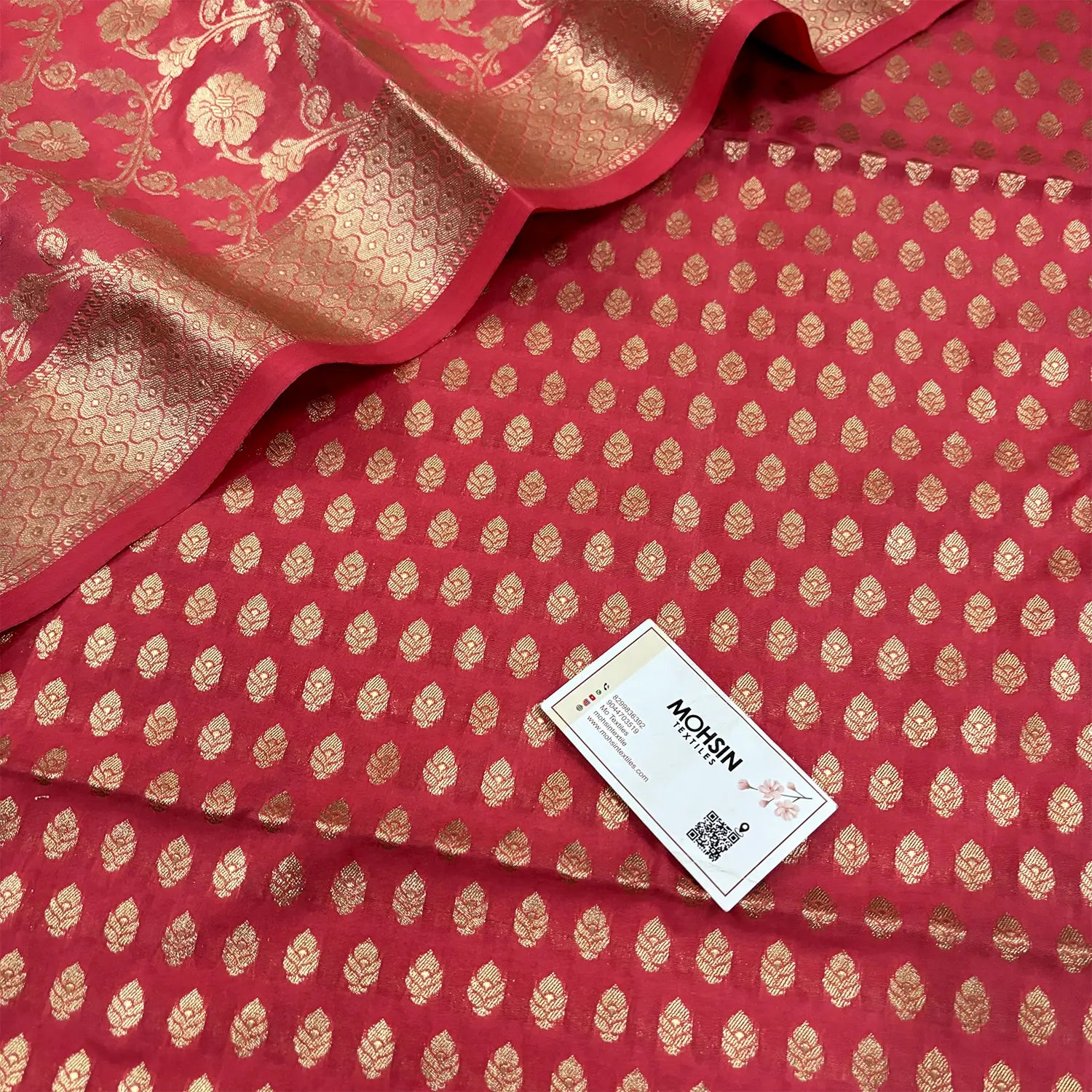 Dark Peach Kalli Buti Katan Silk Banarasi Suit