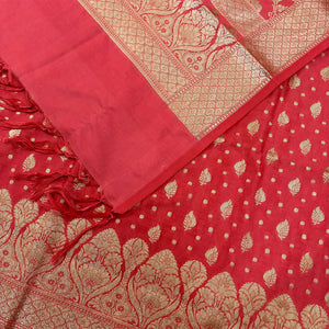 Dark Peach Kalli Patta Katan Silk Banarasi Suit