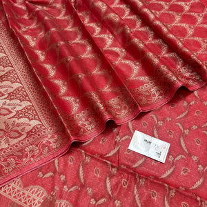 Dark Peach Namo Ghat Cotton Silk Banarasi Suit