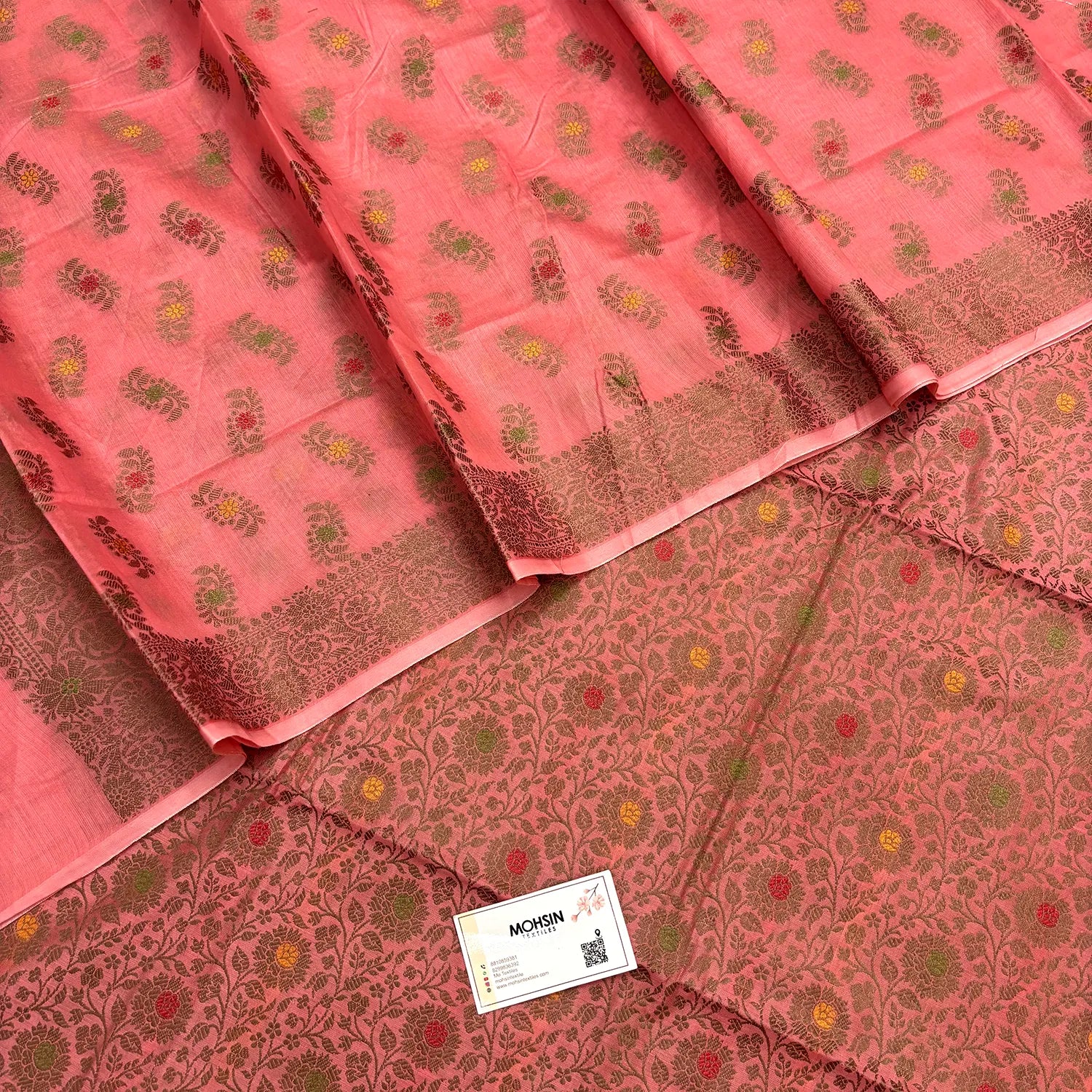 Dark Peach Resham Banarasi Silk Suit