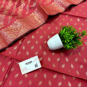Dark Peach Sunehri Pankh Satin Silk Banarasi Suit