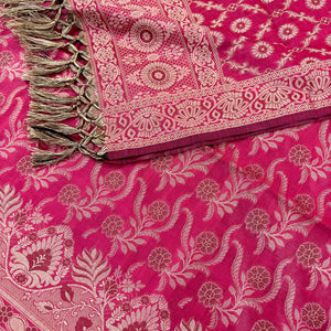 Dark Pink Yoga Jaal Cotton Silk Banarasi Suit