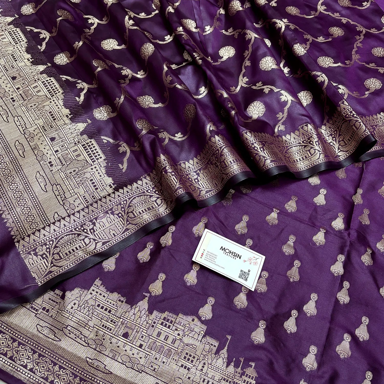 Dark Purple Assi Ghat Aarti Semi Katan Silk Banarasi Suit