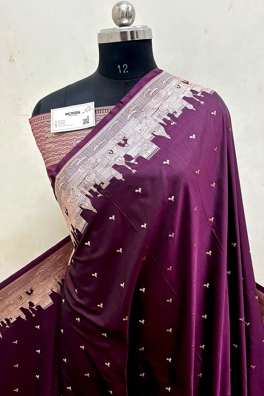 Dark Purple Garhwa Ghat Katan Silk Banarasi Saree
