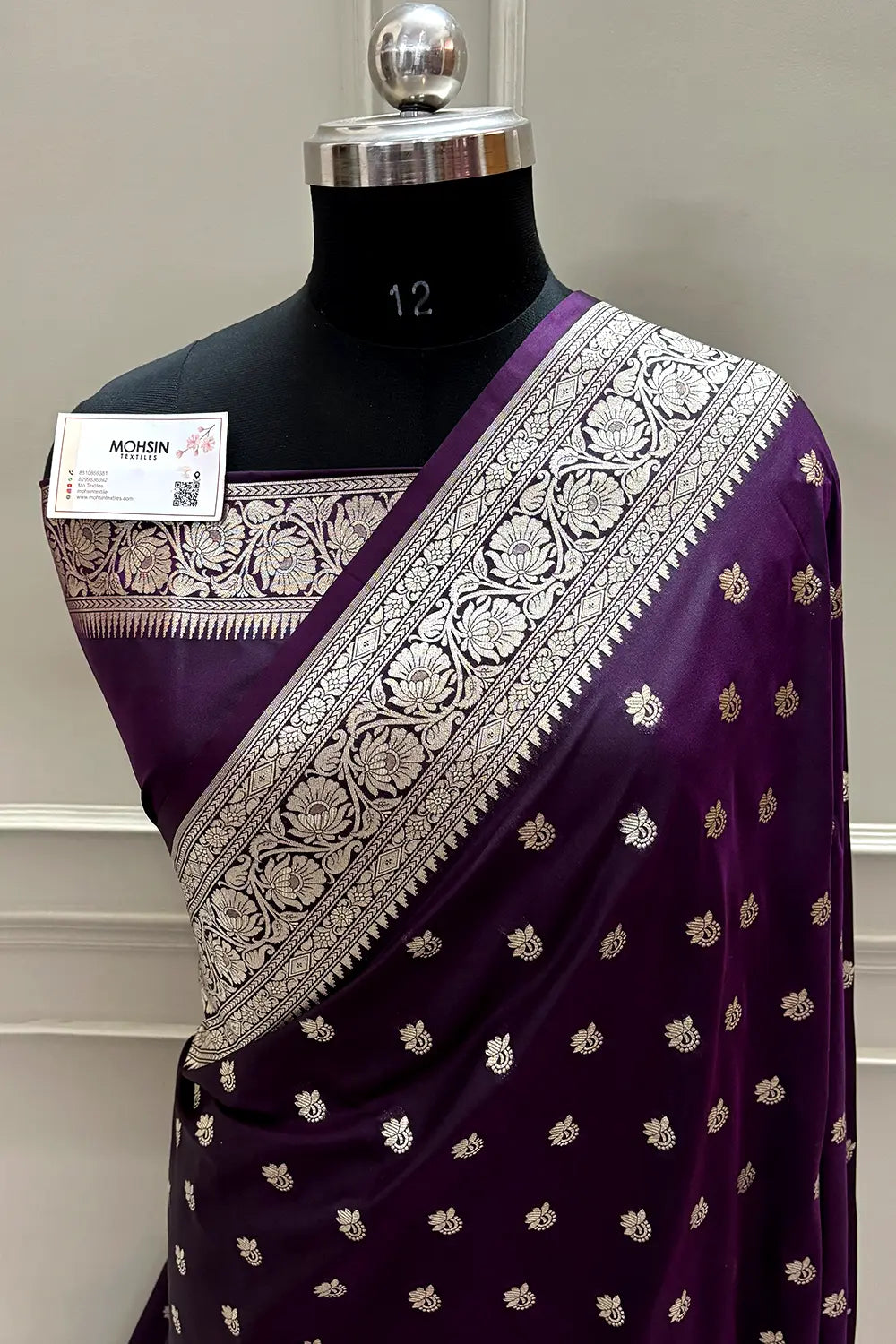 Dark Peach and Pink Ghonga Buti Katan Silk Banarasi Saree