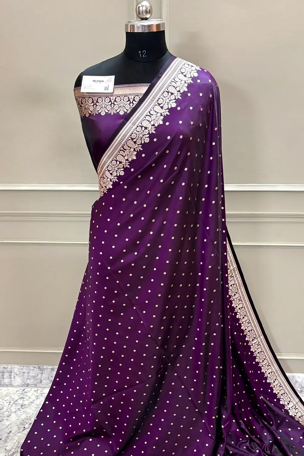 Dark Purple Hawahawai Buti Katan Silk Banarasi Saree