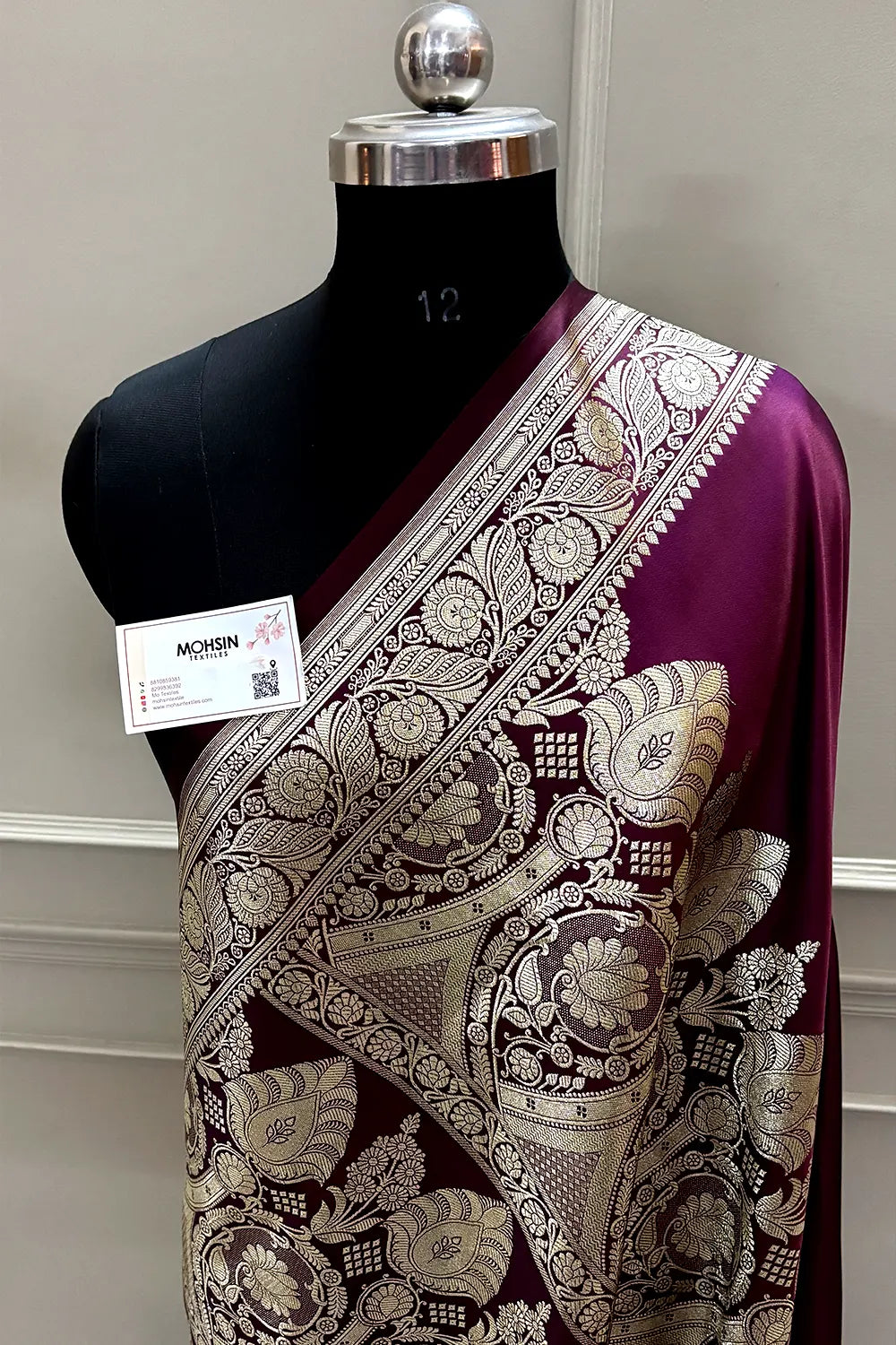 Dark Purple Royal Plain Katan Satin Silk Banarasi Saree