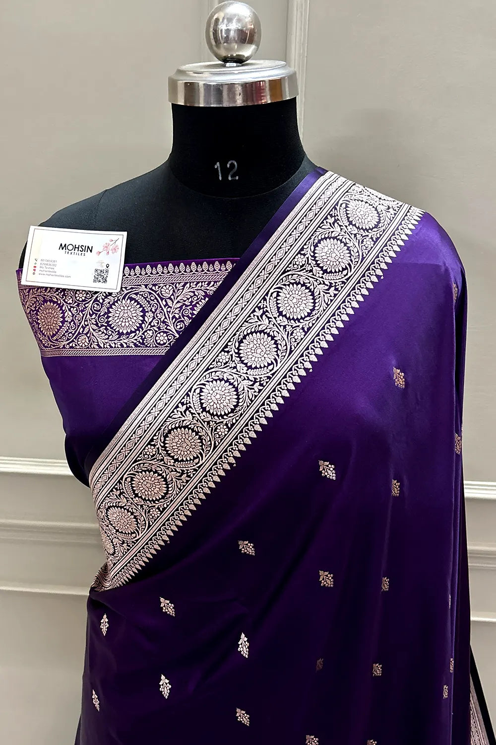 Dark Purple Zari Katan Silk Banarasi Saree