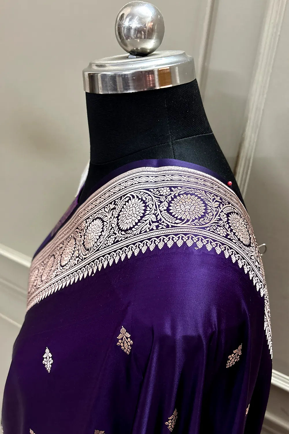 Dark Purple Zari Katan Silk Banarasi Saree