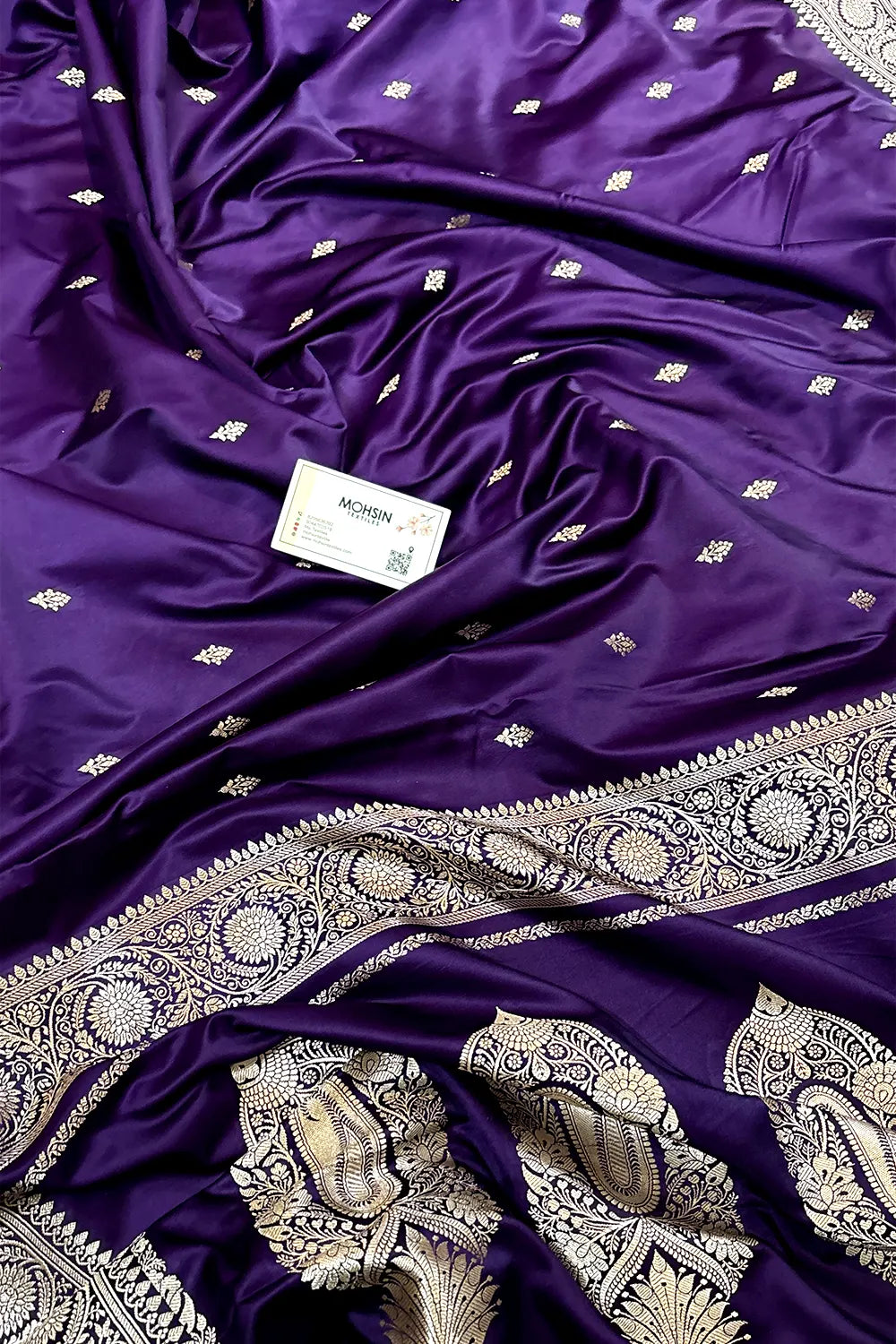 Dark Purple Zari Katan Silk Banarasi Saree