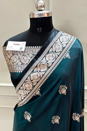 Dark Teal Kohinoor Buti Katan Silk Banarasi Saree