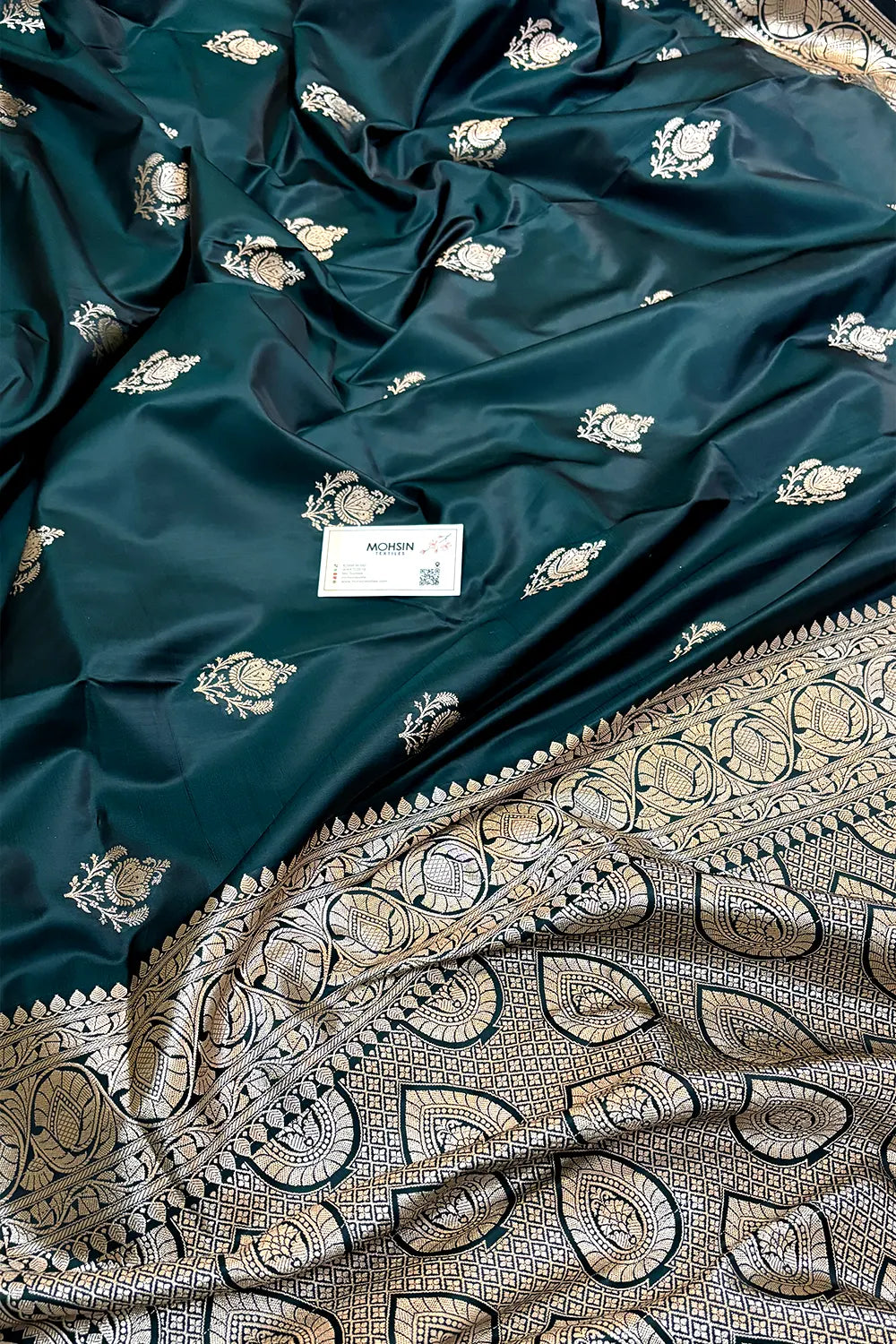 Dark Teal Kohinoor Buti Katan Silk Banarasi Saree