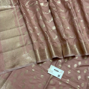 Dusty Mauve Assi Ghat Mandir Semi Katan Silk Banarasi Suit
