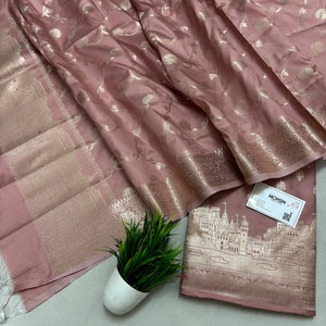 Dusty Mauve Assi Ghat Mandir Semi Katan Silk Banarasi Suit