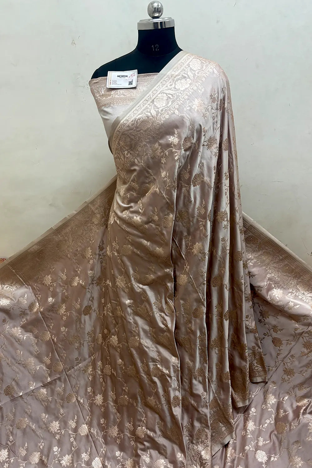 Dusty Mauve Kesari Jaal Katan Silk Banarasi Saree