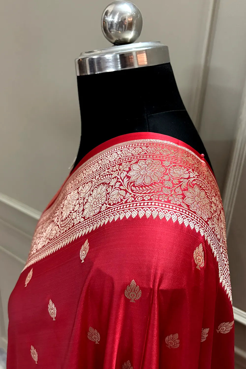 Dusty Peach Mario Patti Katan Mashru Silk Banarasi Saree