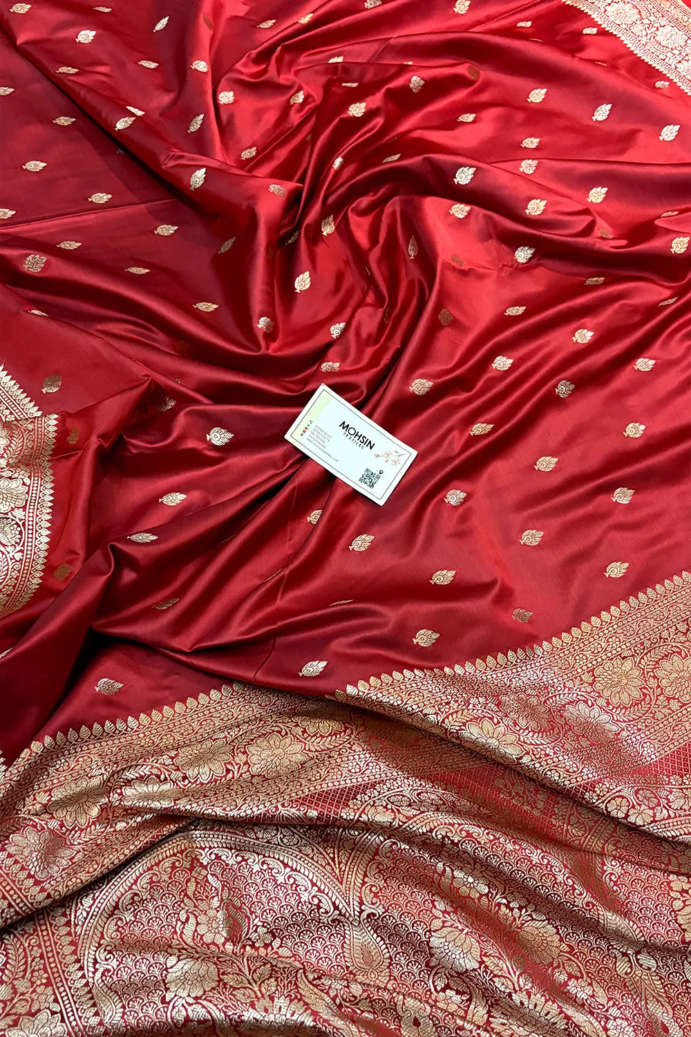 Dusty Peach Mario Patti Katan Mashru Silk Banarasi Saree