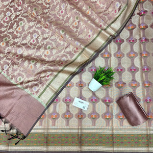 Dusty Peach Resham Banarasi Silk Suit