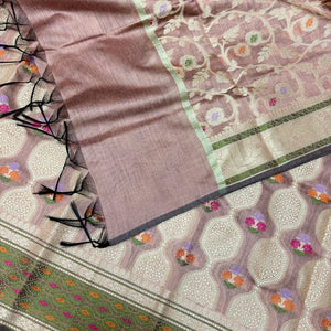 Dusty Peach Resham Banarasi Silk Suit