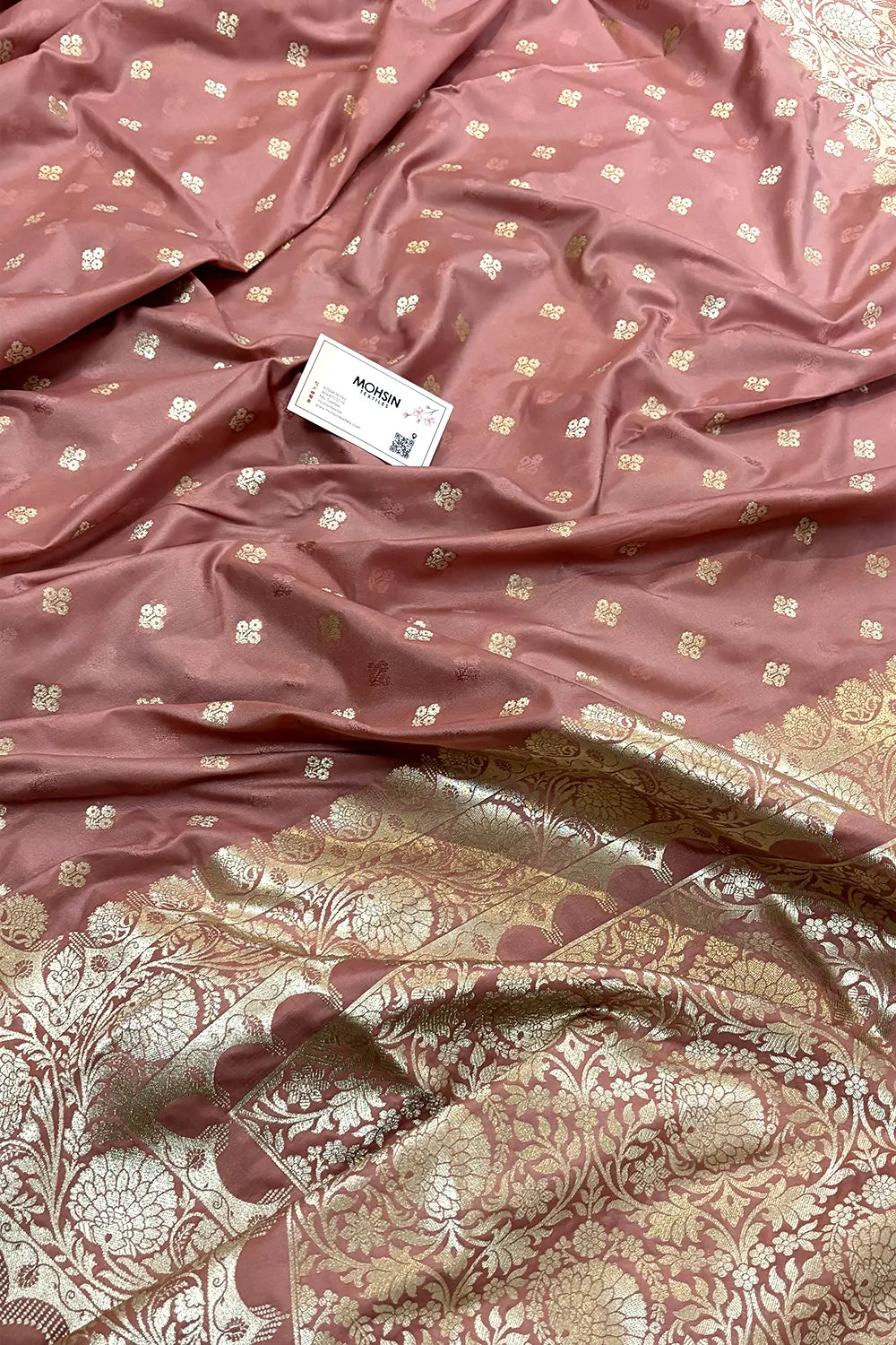 Dusty Peach Zari Katan Silk Banarasi Saree