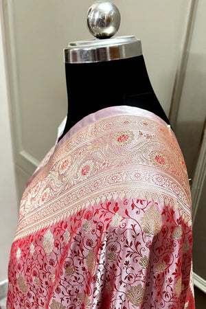 Dusty Pink Chunni Munni Buti Katan Silk Banarasi Saree