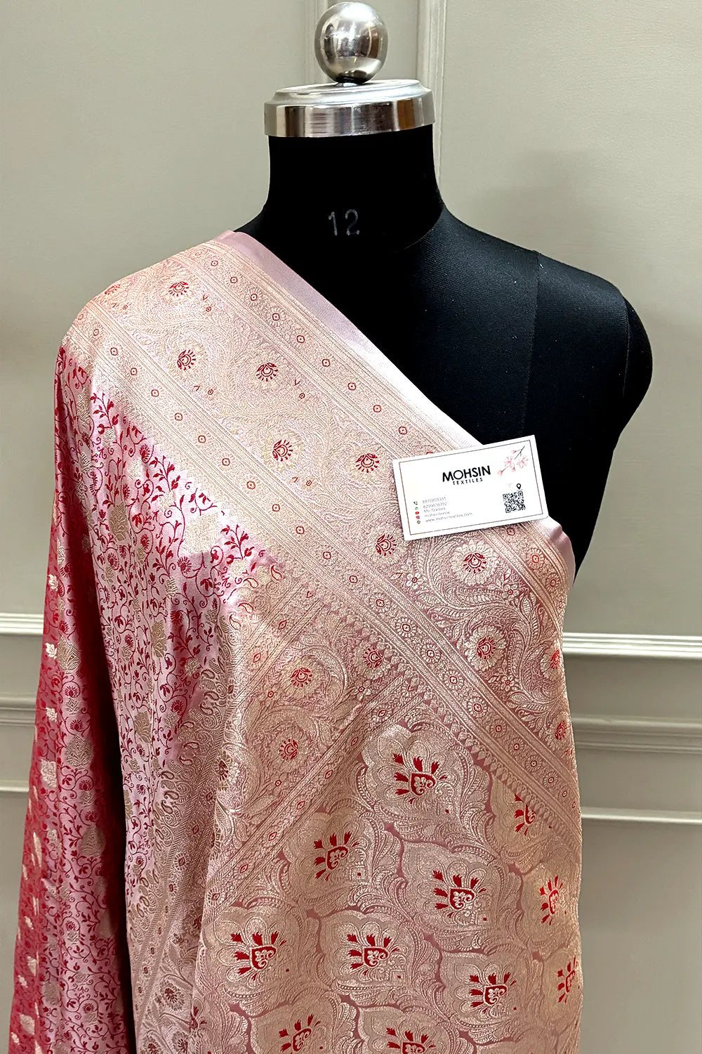 Dusty Pink Chunni Munni Buti Katan Silk Banarasi Saree